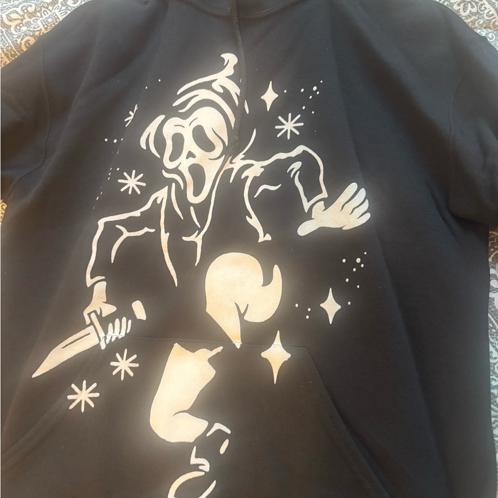 Black Hoodie with Ghost Print
